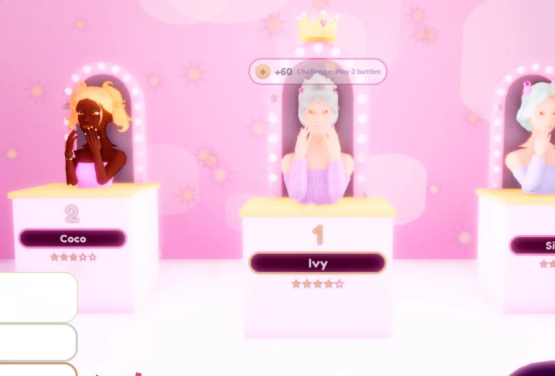 Round results in Makeup Battle: the top three looks on the winners' podium with their star ratings